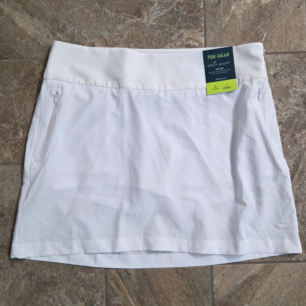 NWT Tek Gear Golf Skort White Mid Rise Athletic Skirt Medium